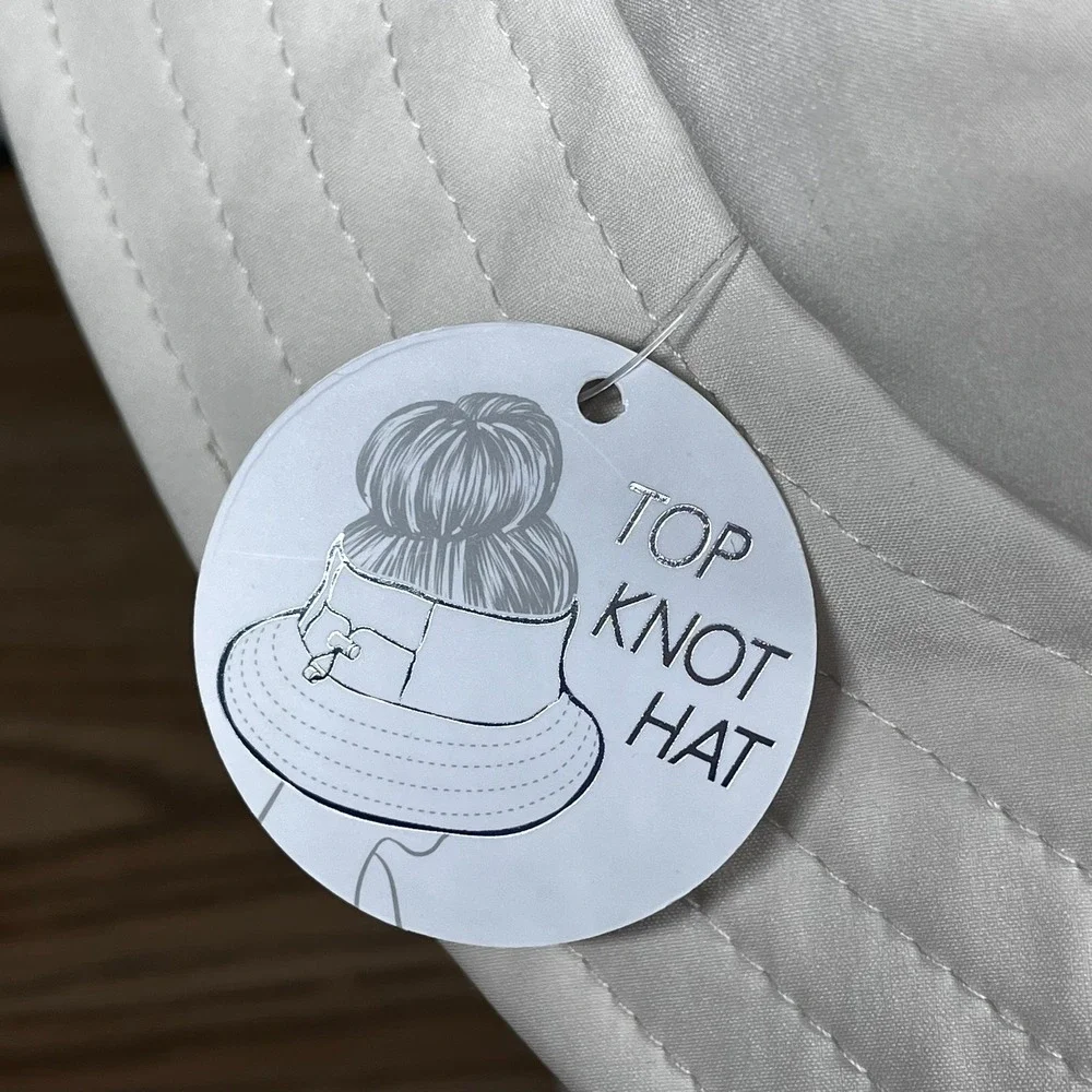 Layer 8 Women Top Knot Bucket Hat Cream UPF 40 One Size Adjustable Sun Hat